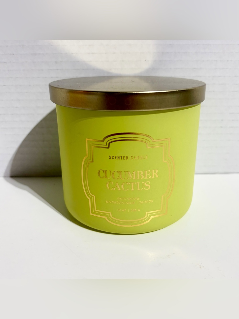 Kirkland’s EMPTY Candle Frosted Glass Yellow Jar Gold Lid Cactus DIY Art Craft